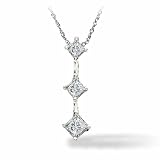 1 carat dtw 3 Princess Cut 3 Stone Pendant in 14K White Gold