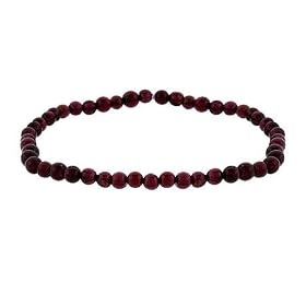 Genuine Garnet Stone Bead Stretch Bracelet by 