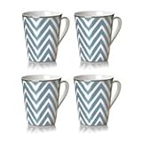 Color Studio Turquoise/Platinum Zigzag Mug, Set of 4