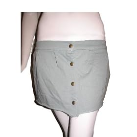 REBEL YELL Button Placket Terry Cloth Mini Skirt