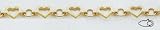 14kt Yellow Gold 7 Diamond-cut Heart Bracelet - FB335-7