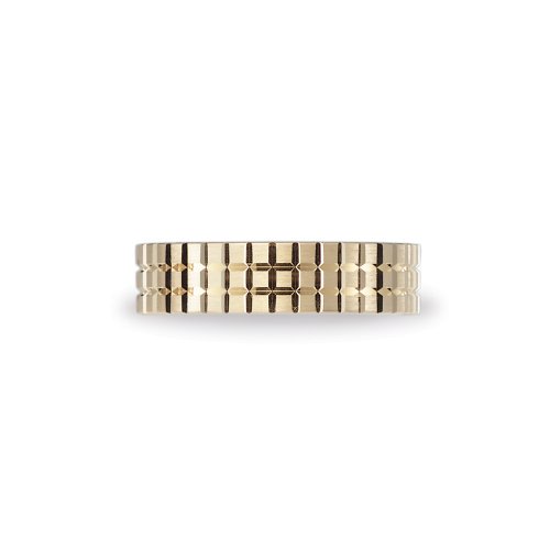 (Lifetime Guarantee) 14k Yellow Gold Wedding Band Ring, Comfort Fit Checker Boxes, 6mm wide Size 7