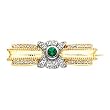 14K Two-Tone Gold Emerald and Diamond Brooch