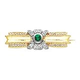 14K Two-Tone Gold Emerald and Diamond Brooch (ALSO AVAILABLE WITH OTHER GEMSTONES)