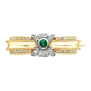 14K Two-Tone Gold Emerald and Diamond Brooch (ALSO AVAILABLE WITH OTHER GEMSTONES)