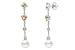 1 1/2 Carat Multi-Gemstone, Cultured Pearl and Diamond 14K White Gold Earrings