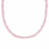 Sterling Silver 4mm Genuine Rose Quartz Stone Bead Beaded Chain 15-19 Necklace