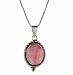 Sterling Silver Genuine Rhodocrosite Stone Bali Beaded Oval Pendant