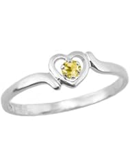 14K White Gold Teens Genuine November Birthstone Ring - Citrine