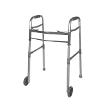 Drive Medical Deluxe Two Button Folding Universal Walker with 5" Wheels, Gray, Adult / Junior
