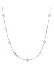 Sterling Silver Chain, Freshwater Pearl and 6 Station Citrine Necklace, 18"