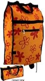 Expandable Collapsable Shopping Grocery Cart Orange Daisy