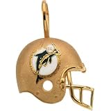 14K Yellow Gold Miami Dolphins Enamel Helment Pendant