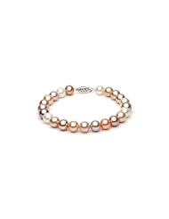 14KT Yellow Gold Beautiful 7.0-7.5mm Round Multicolor Freshwater Pearls make up this Stunning Bracelet.