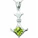 1.00 Carat Princess Cut Genuine Peridot Sterling Silver Pendant Necklace