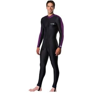Neosport Unisex Sport Skin Lycra Bodysuit (Black / Purple, Small)
