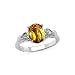 9x7MM 1.60 CT Citrine & Diamond Ring In Sterling Silver (Available In Sizes 6 - 9)