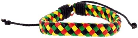 Unisex Rasta Pot Leaf Hippie PU Leather Wristband Bracelet (Unisex Rasta Pattern)