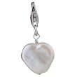 Sterling Silver White Fresh Water Cultured Pearl Heart Charm