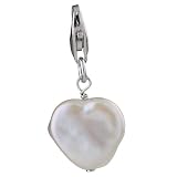 Sterling Silver White Fresh Water Cultured Pearl Heart Charm