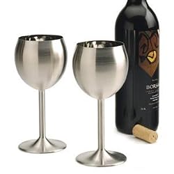 RSVP International Endurance Stainless Steel Wine Glasses Set of 2