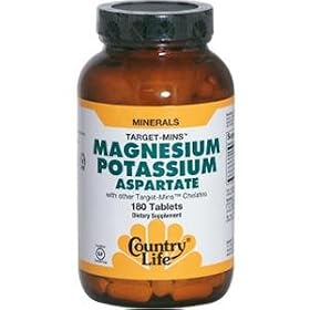 Country Life, Gluten Free, Magnesium Potassium Aspartate, 180 Tablets
