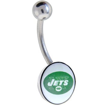 Officially Licensed NFL Logo Belly Ring - New York Jets