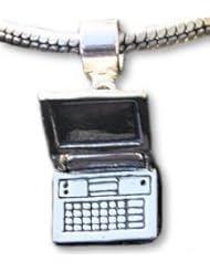Laptop Executive Computer Sterling Silver Charm Bead Fits European Style Bead Bracelets