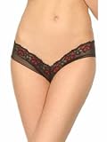 Micro Lace Tanga Shorts w/Floral Accents Black