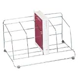 Fellowes 10402 Wire Catalog Rack, 4 Compartment, Silver Finish