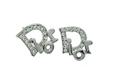 Sterling Silver Plate Dior Style Earring,White Crystal, Free Small Double C Stud Earring.