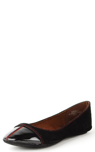 Quintus87 Patent Toe Colored Stitch Flats BLACK