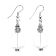 Handmade Crystal Dangle Earrings With Antiqued Silver Flowers