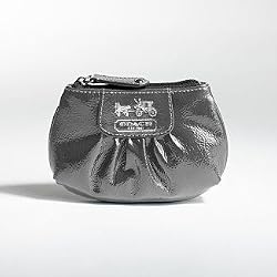 Coach Patent Madison Skinny Case Bag Key Chain 43154 Graphite
