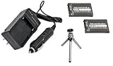 ValuePack (2 Count): Replacement Battery PLUS Mini Battery Travel Charger for Specific Digital Camera and Camcorder Models / Compatible with Kyocera BP-780S, Kyocera (Yashica) Finecam SL300R, SL400R, CONTAX SL300RT, Finecam M400R, SL300R, SL400R Charges with Intelligent Charge Technology - Includes Car Adapter, TWO Batteries and One Mini Tripod with Expandable Legs
