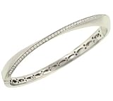 Fancy Matte Bangle Bracelet with Pave Diamonds .64cttw