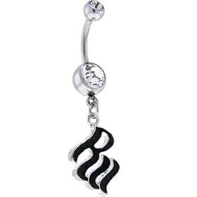 ROCAWEAR Austrian Crystal Black RW LOGO Steel Belly Ring by 