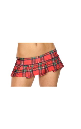 Red Micro Mini Pleated Skirt