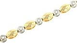 Ladies Two Tone Oval Link Bracelet with Round Bezel Set Diamonds Diamond .80cttw