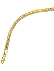 BRI Jewelry 14K Yellow Gold 7.25" 4.0mm Shiny Byzantine Fancy Bracelet with Lobster Clasp