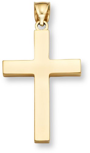 18K Gold Men's Polished Cross Pendant
