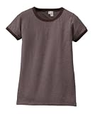 NEW District Threads - Ladies Heathered Jersey Ringer Tee Heathered Chocolate Brown-M