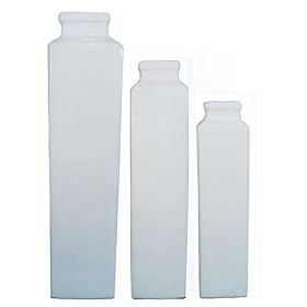 Simple contemporary square vase collection - white ceramic set of 3