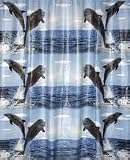 Jumping Dolphins Shower Curtain 200 x 180 cms, includes 12 Hooks
