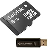 8GB Intel MicroSD HC Micro SDHC Memory Card for LG Crystal GD900 Bliss UX700 LX370 Lotus Elite LX610 LX600 Expo GW 820 enV Touch VX1100 Cosmos VN250 Chocolate Touch VX8575 VX8550 VX8560 with custom formatting and SoCal Trade MicroSD HC & SD HC Card Reader