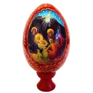 Russian Egg ~ Nativity Scene (Red)