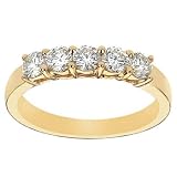 18k Yellow Gold Five Diamonds Wedding Band (H/SI, 3/4 ct. tw.)