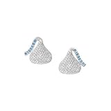 Sterling Silver Hershey's Kiss Flat Back w/ CZ Stud Earrings