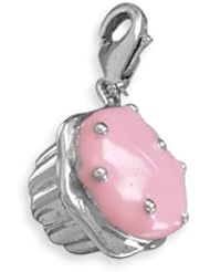 Rhodium Plated Cupcake Charm with Lobster Clasp