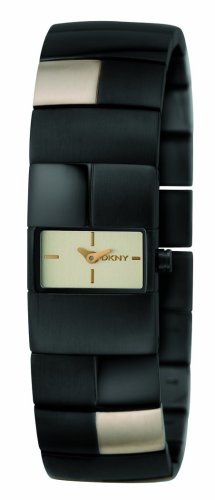 DKNY NY 4417 Ladies Black And Gold Brick Watch